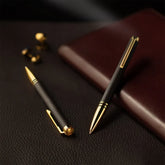 Lapis Bard Torque Artis Leather Ballpoint Pen - Brown with Gold Trims